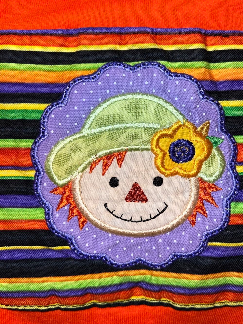 Rabbit Skins Orange Baby Infant Onesie Embroidered Scarecrow Halloween Fall 6m - Picture 2 of 3